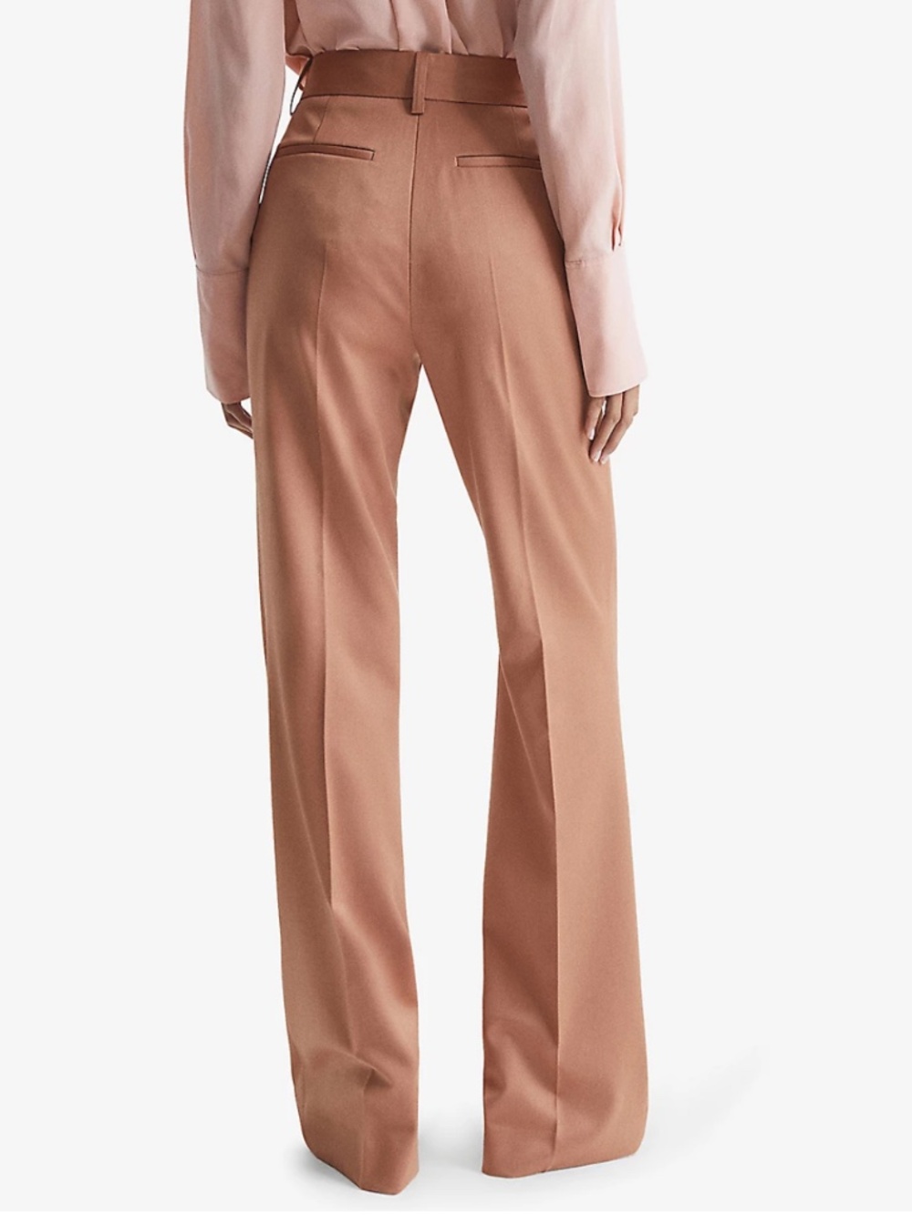 NWT REISS Stretch-Wool Luna Flair Trousers - Rose - Picture 2 of 14